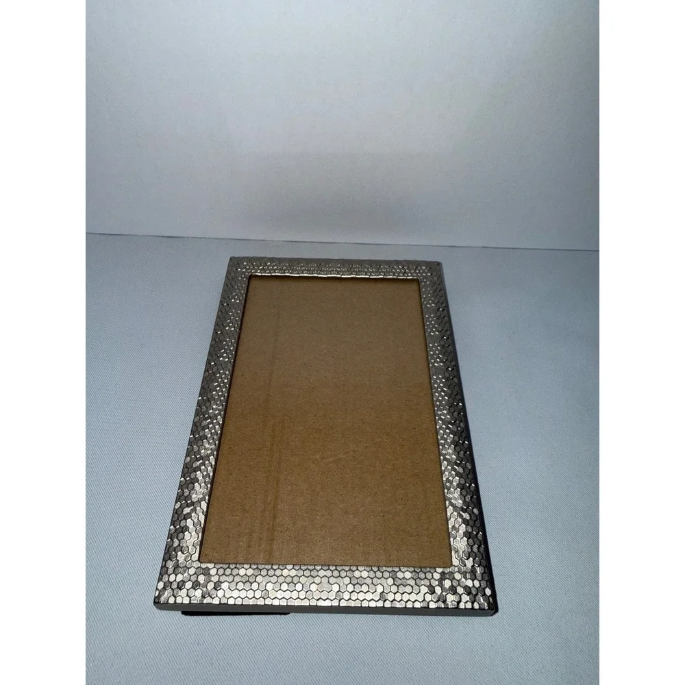 Silver Honeycomb Textured Picture Frame Modern Geometric 4x6 Tabletop Wall Decor